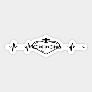 Sacred Heart Christian Jesus Heartbeat Graphic Sticker